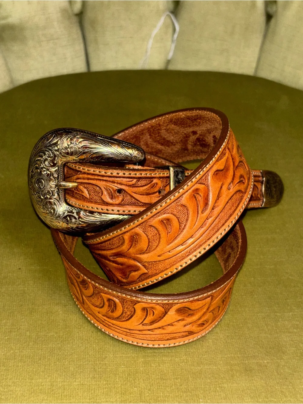VINTAGE TONY LAMA Belt 36 Brown Cowhide leather Western Cowboy Rodeo